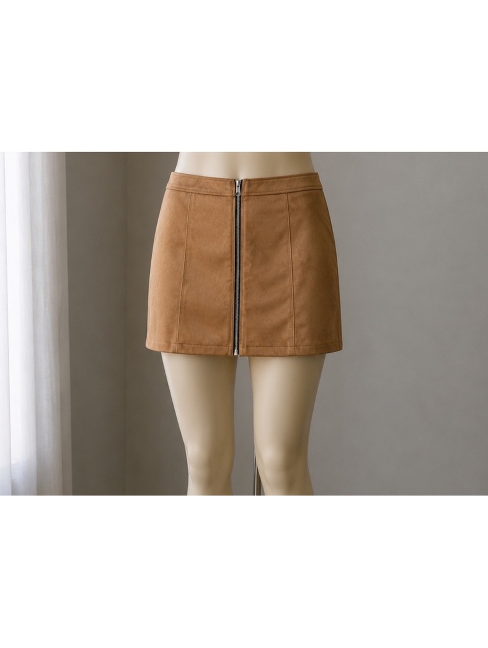 Bellivera Faux Suede Zip Front Mini Skirt Size M